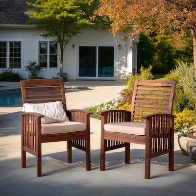 Walker Edison Surfside Acacia Wood Outdoor Chairs (Set of 2)