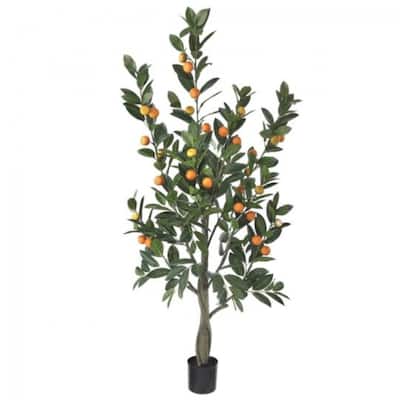 Potted Mandarin Orange Tree Faux Plants And Trees