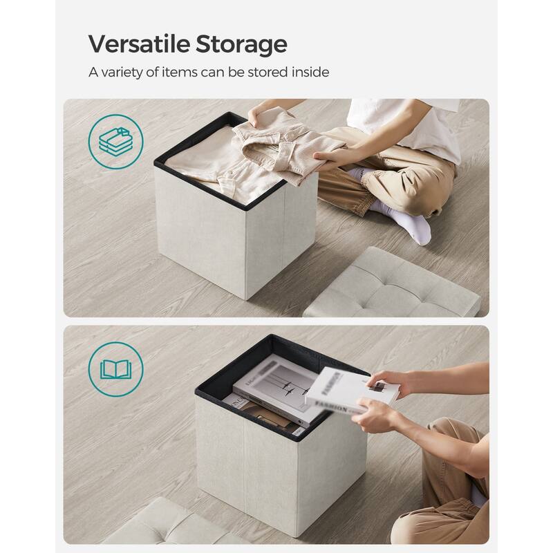 Velvet Foldable Storage Ottoman with Padded Seat and Hidden Compartment for Living Room or Entryway