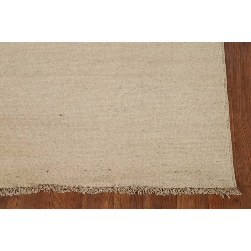 Modern Solid Gabbeh Foyer Rug Hand-Knotted Wool Carpet - 3'1"x 4'10"