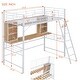 preview thumbnail 42 of 40, Modern Metal Frame Loft Bed with Desk and Shelf, Side Ladder