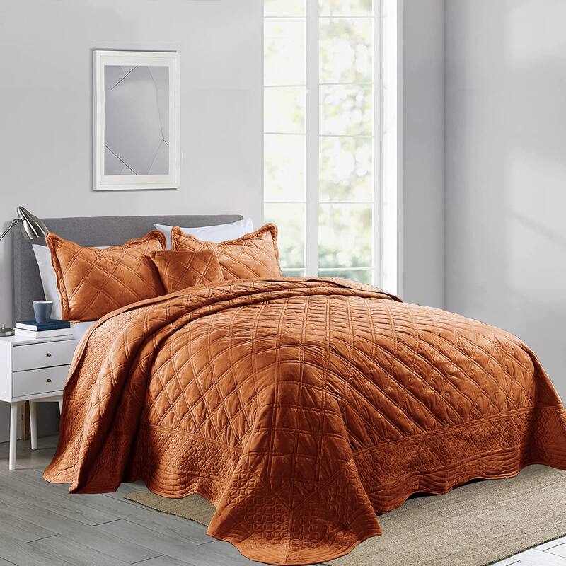 Serenta Supersoft Microplush Quilted 4 Pieces Bedspread Coverlet Set