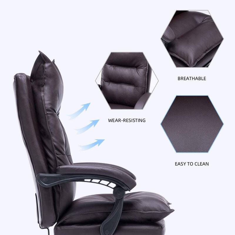 4/6-Point Massage Office Chair, Ergonomic Reclining Desk Chair, Retractable Footrest & Adjustable Armrests, Multiple options