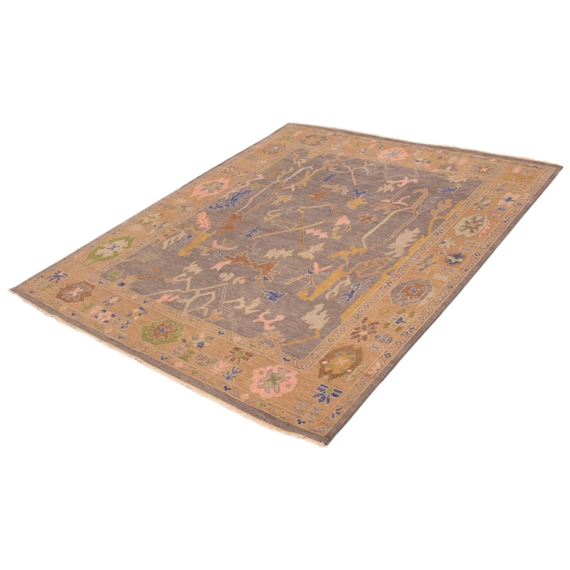 ECARPETGALLERY Hand-knotted Modern Oushak Grey Wool Rug - 8'0 x 9'10