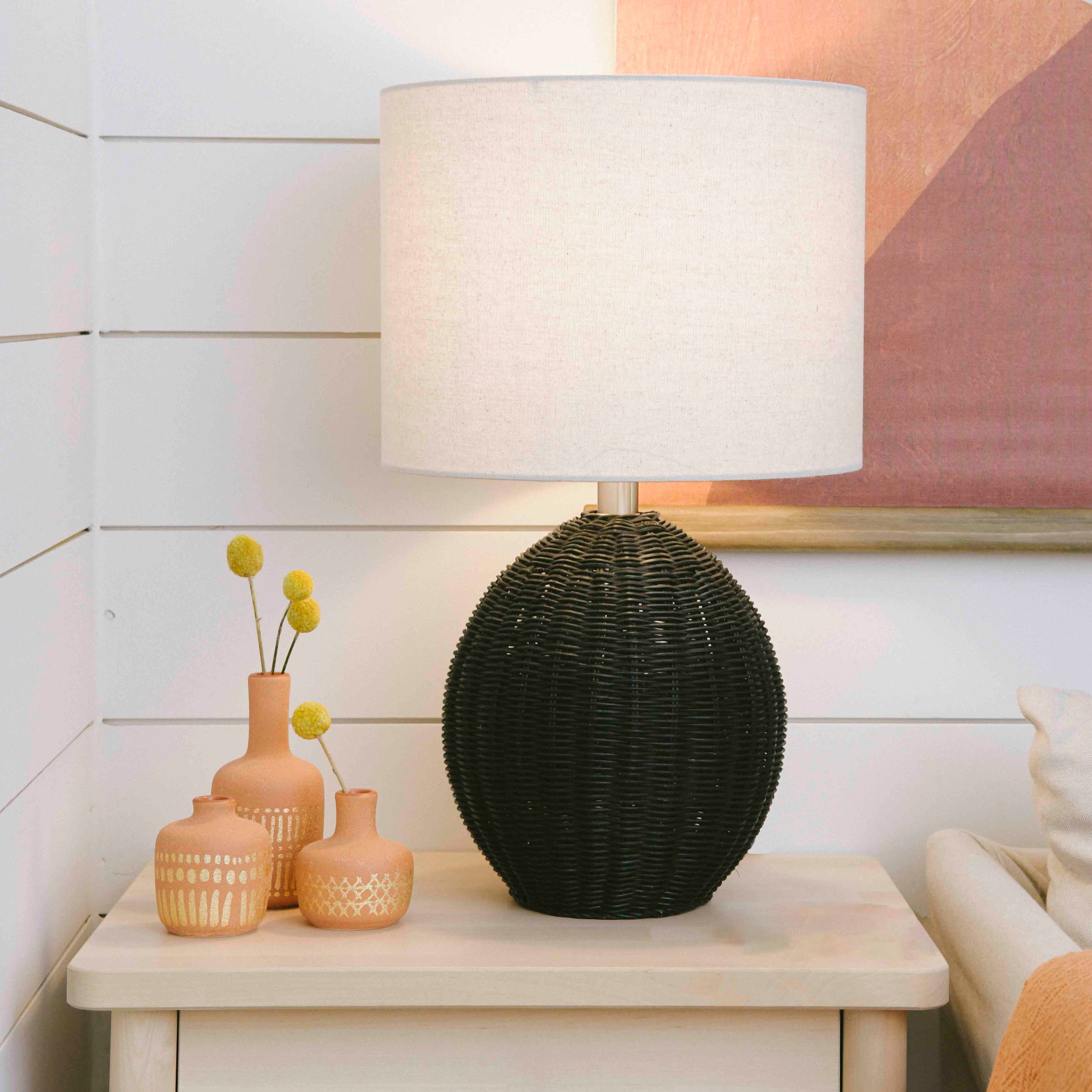 Black woven table lamp cheap