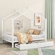 preview thumbnail 2 of 7, White Full Size Metal House Platform Bed with Two Drawers, Headboard and Footboard, Roof Design
