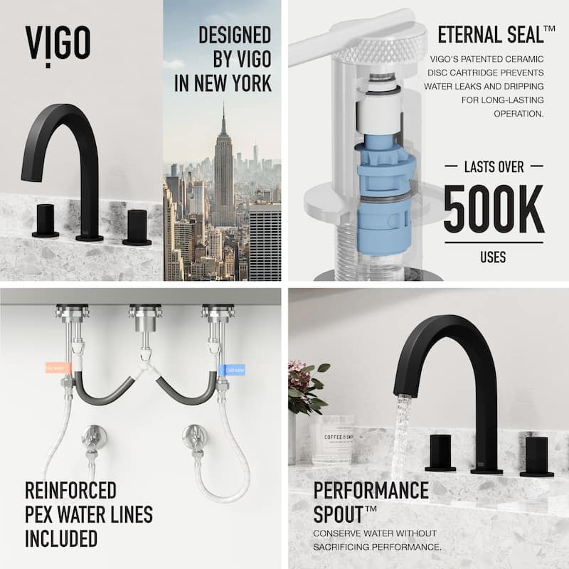 VIGO Hart 9" H 2-Handle Widespread Bathroom Faucet