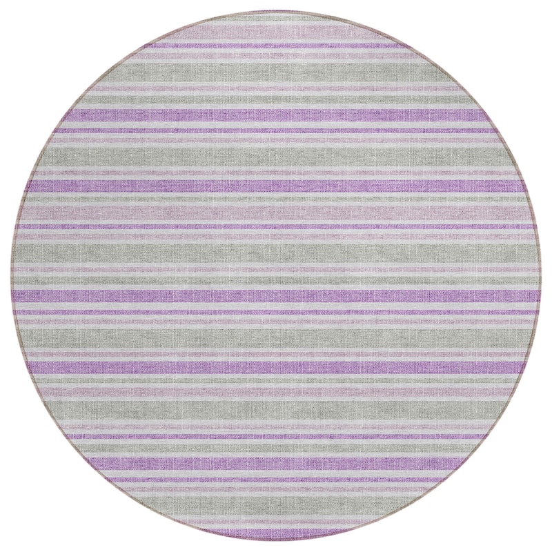 Machine Washable Indoor/ Outdoor Thin Cabana Stripe Chantille Rug