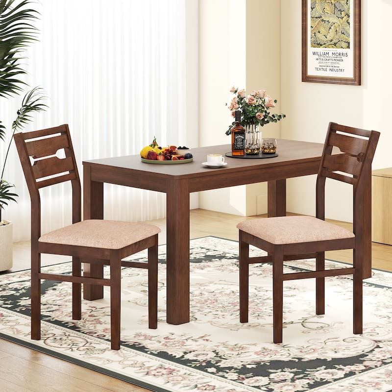 Gymax Dining Chair Set of 4 w/ Rubber Wood Frame Padded Seat Curved