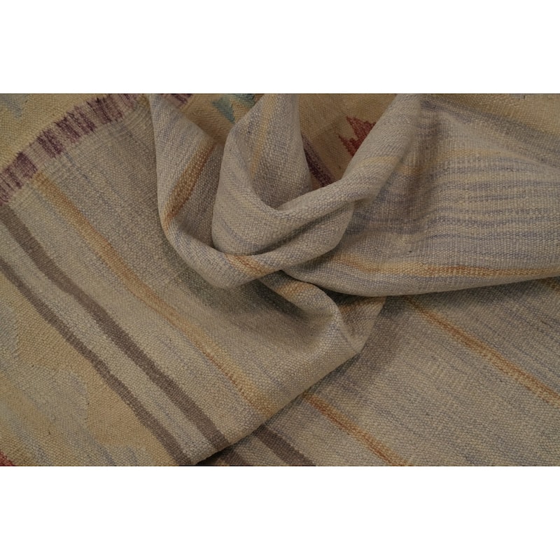 Hand Woven Oriental 100% Wool Carpet Southwestern Tribal Multi-Colored Kilim Area Rug - 6' 9'' X 4' 10''