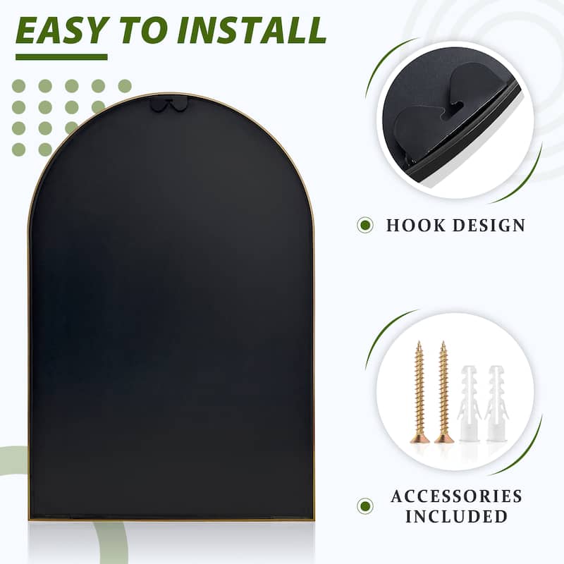 Arched Aluminum Alloy Framed Decorative Wall Mirror (2-Pieces)