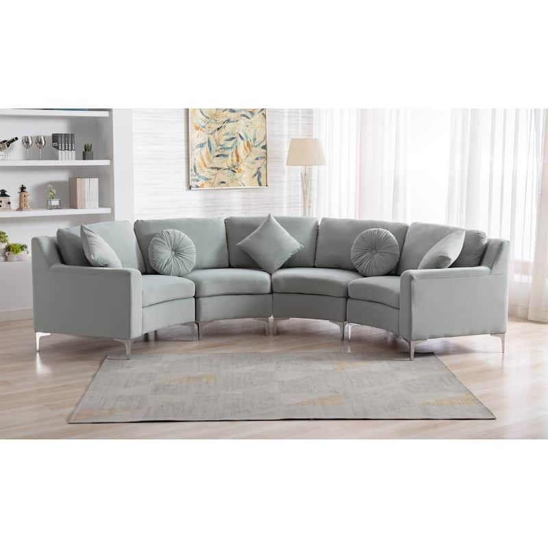136'' Velvet sofa Sectional U Shaped 4 Seater Symmetrical Modular Curve Sofas