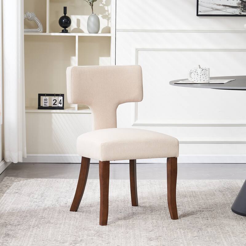 Upholstered Mordern Design T Back Dining Side Chair- Set of 2