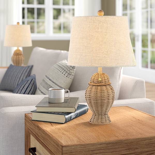 Wicker base table lamp on sale