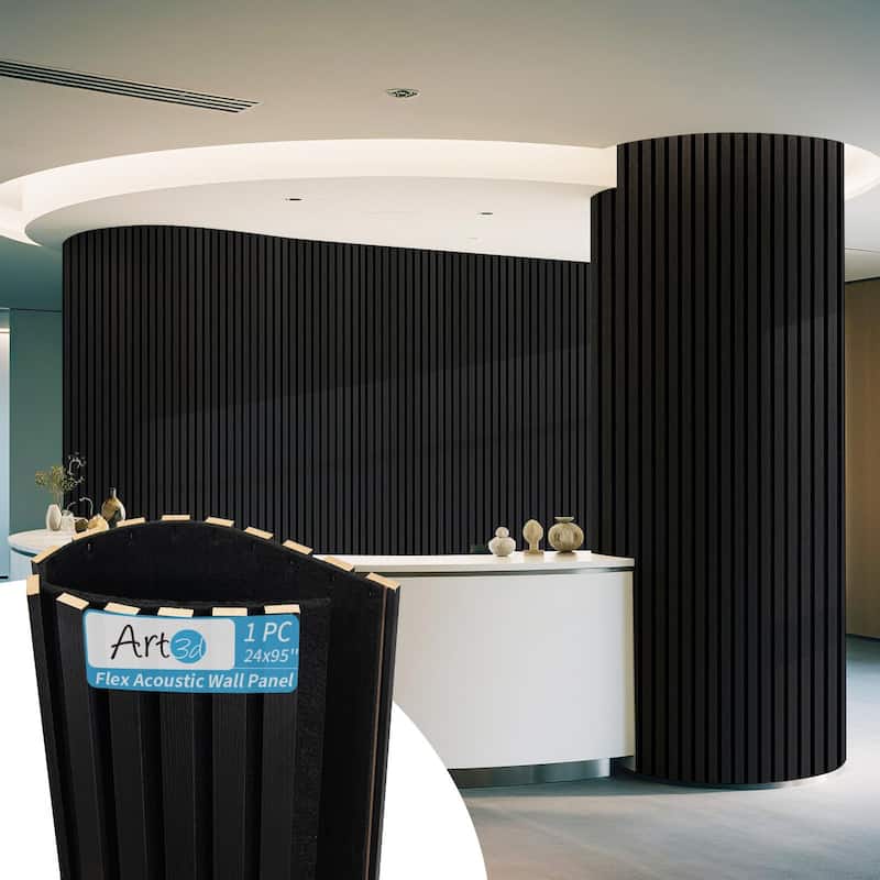Art3d Flex Acoustic 3D Wall Panel 95.3"x23.8" Black Wood - 1 PC