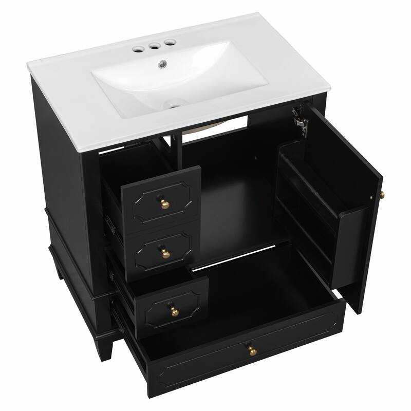 30" Freestanding Bathroom Vanity with Ceramic Sink