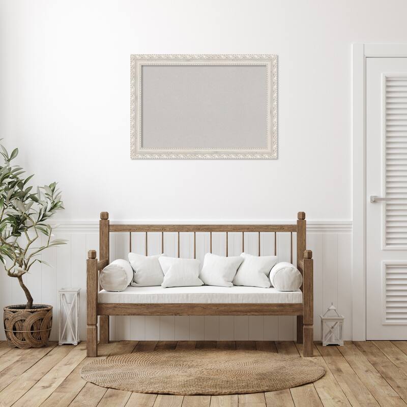 Opera Off White Wood Framed Grey Corkboard Bulletin Board