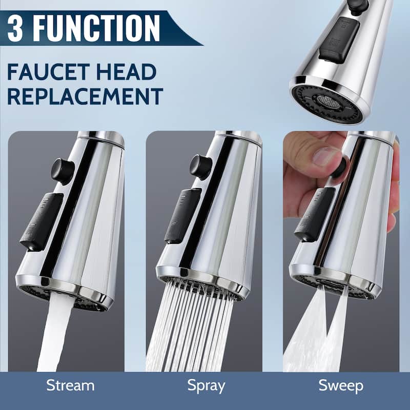 WOWOW Stainless Steel Kitchen Sprayer Head - 3 Modes with 9 Adapters