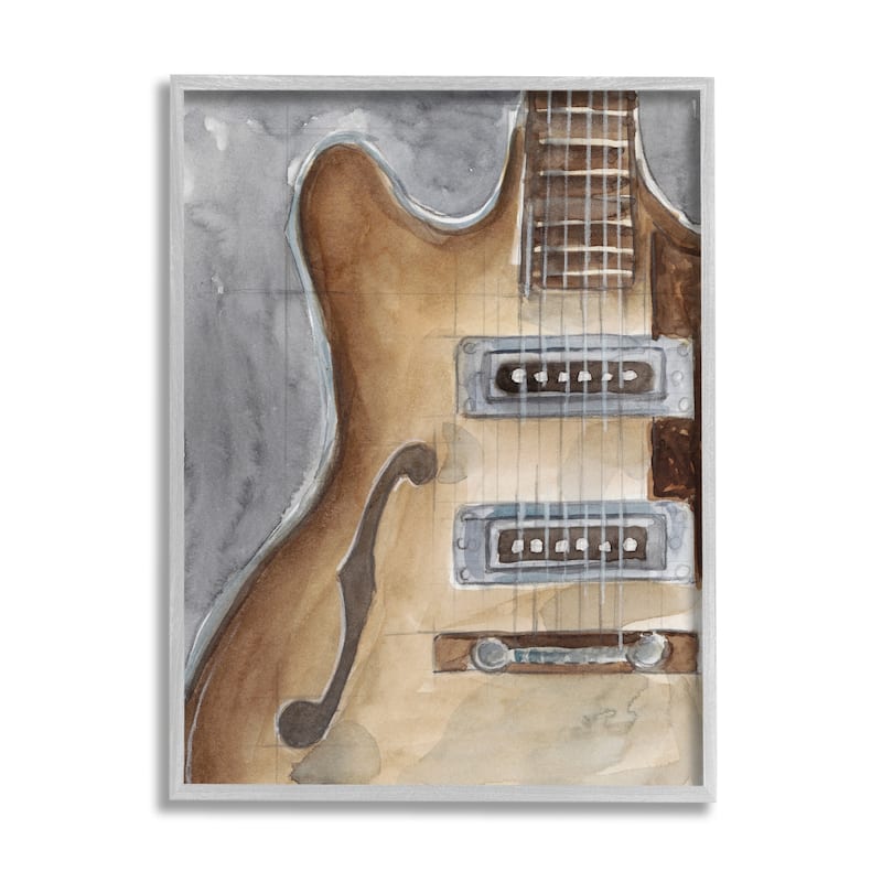 Stupell Electric Guitar Painting Framed Giclee Art Design by Ethan Harper - 16 x 20 - Grey