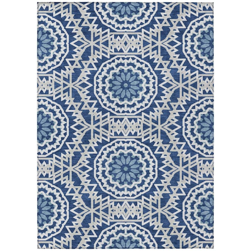 HomeRoots Floral Medallion Transitional Rectangle Outdoor Rug