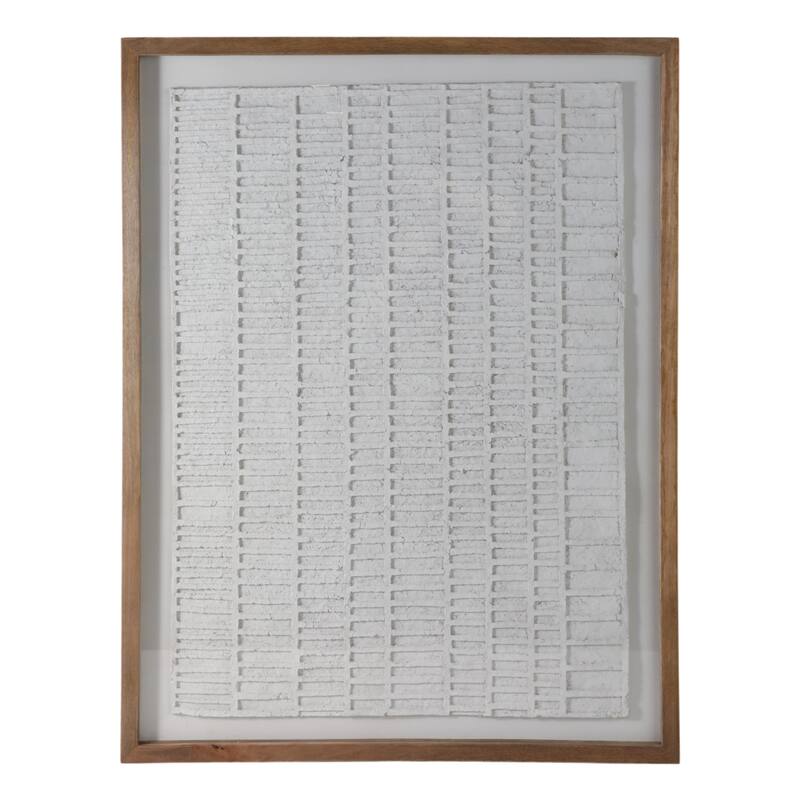 Paper Mache Wooden Frame Glass Wall Art - Ivory, 37x48 in.