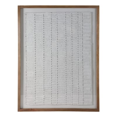 Wood Fabric Framed Art Textured Wall Decor Casual Design - 48" Ivory