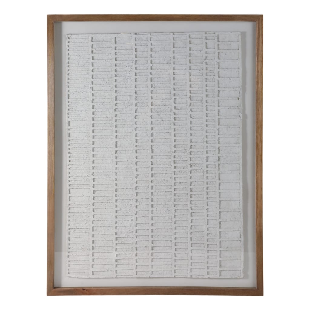 Wood Fabric Framed Art Textured Wall Decor Casual Design - 48" Ivory