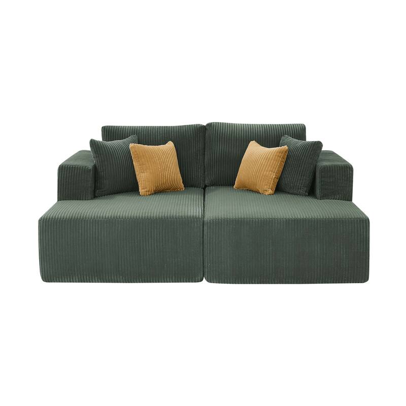 Full Compressed Corduroy Upholstered Double Chaises Loveseat