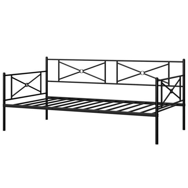 Metal Daybed Twin Bed Frame Stable Steel Slats Sofa Bed - Black