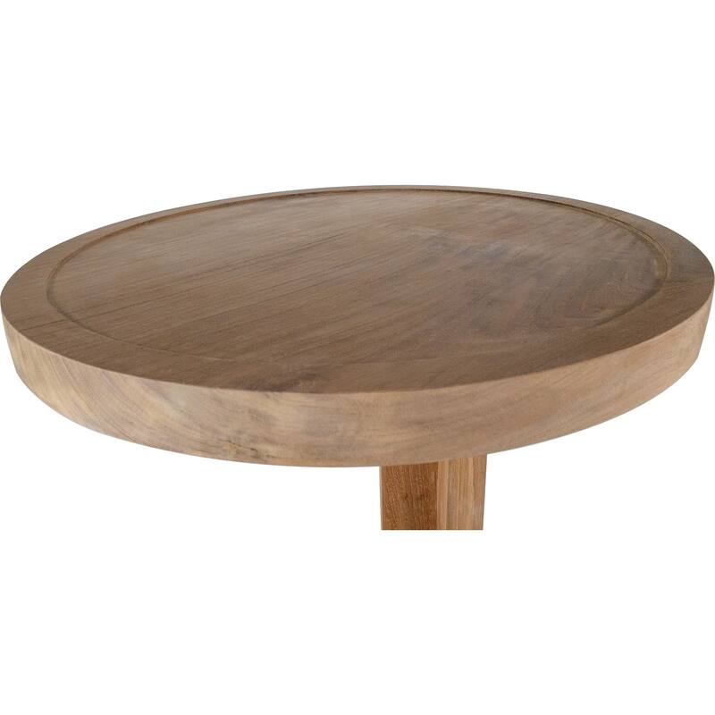 Nordic Style Natural Teak C Shaped Side Table - 16"X16"