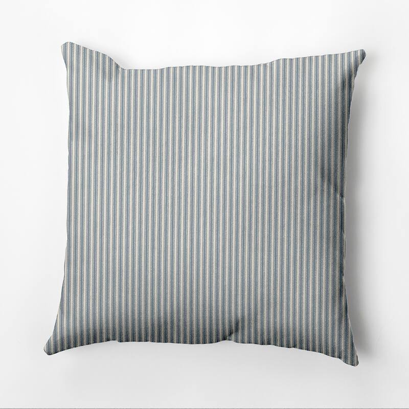 16 x 16 inch Ticking Stripe Outdoor Pillow - Blue