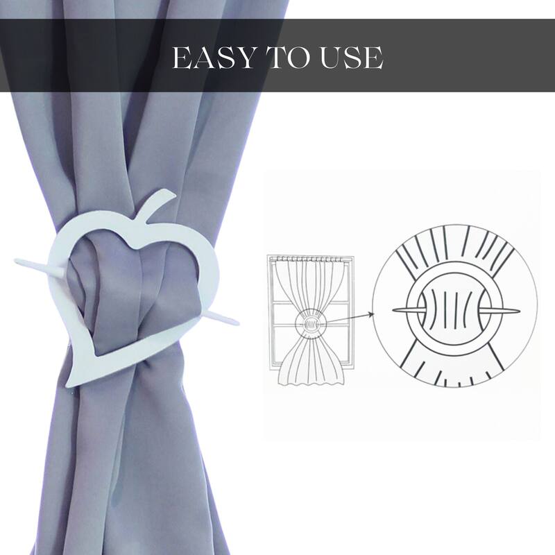 Set of 2 Wooden Heart Tieback Fjord Big Size - 8"L x 5.7"W x 0.8"D