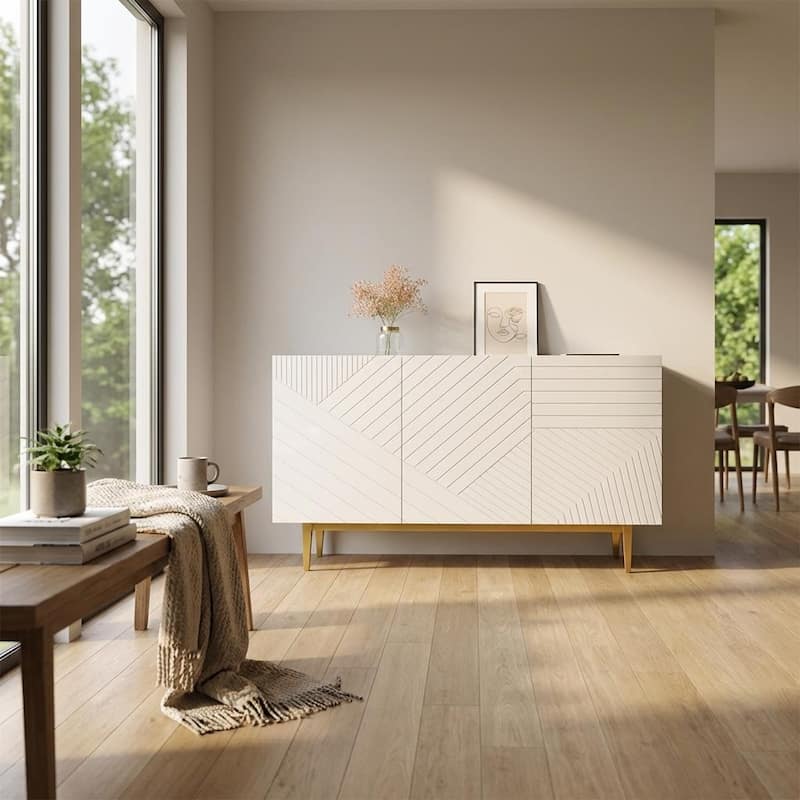 Meble Furniture Portillo Modern Sideboard Cabinet - 59.9"W x 33.1"H High Gloss