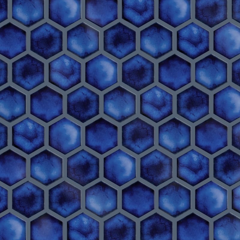 Merola Tile Hudson Due 2" Hex Sapphire 10-7/8" x 12-5/8" Porcelain Floor and Wall Tile