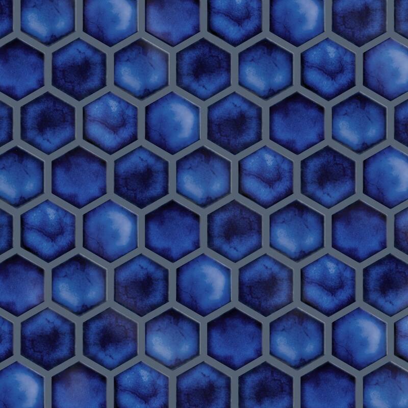 Merola Tile Hudson Due 2" Hex Sapphire 10-7/8" x 12-5/8" Porcelain Mosaic Floor and Wall Tile