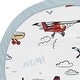 preview thumbnail 3 of 2, Vintage Airplane Boy Baby Tummy Time Playmat - Grey Yellow Orange Red White Blue Airplanes Air Plane Transportation Clouds Sky