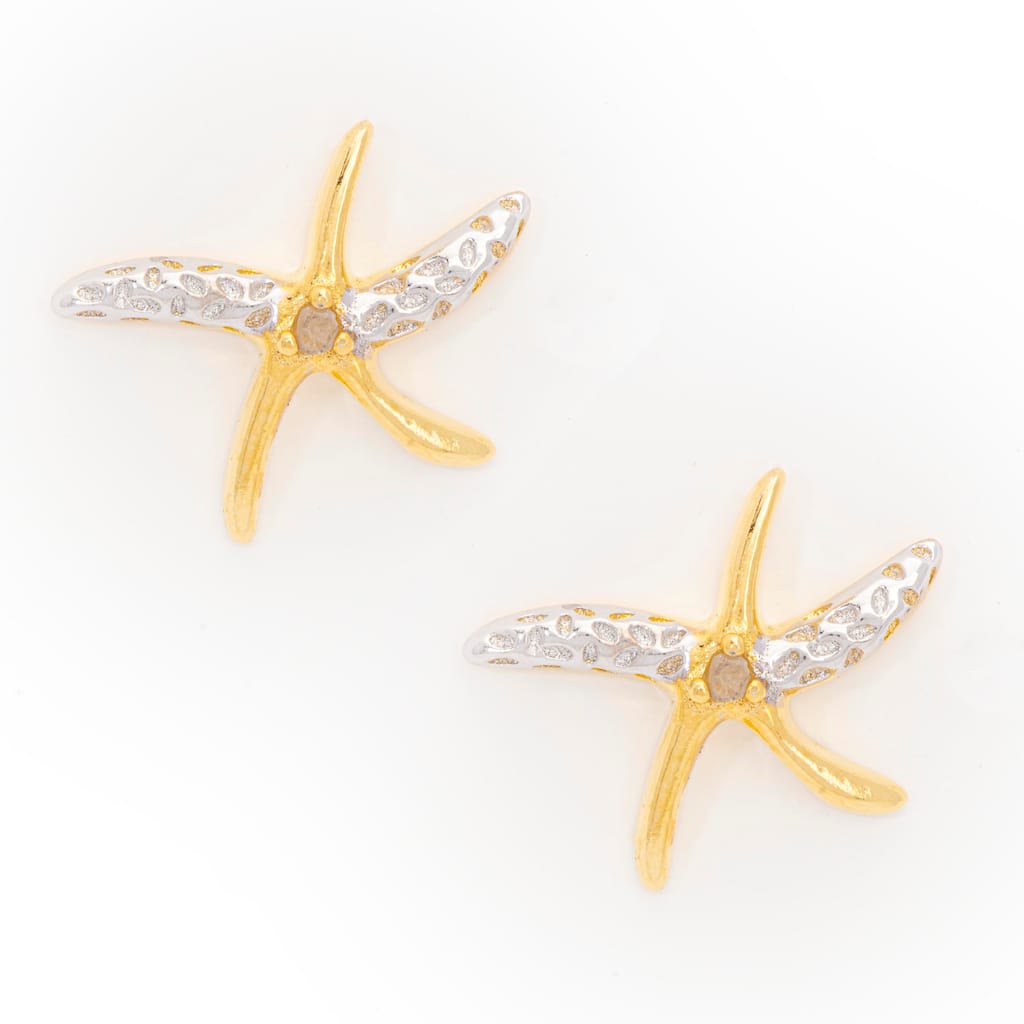 Victoria Townsend Yellow Gold Over Silver Diamond Accent Starfish Stud Earring