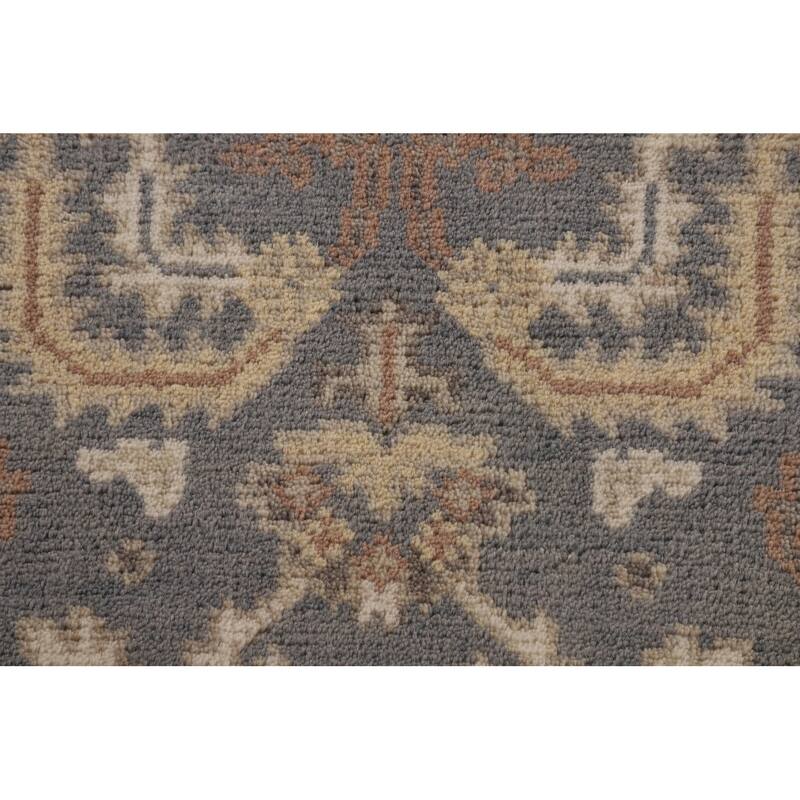 Geometric Oushak Oriental Area Rug Hand-Knotted Wool Carpet - 3'11"x 5'10"