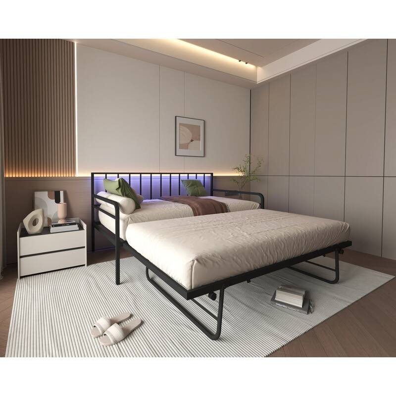 Twin Daybed with RGB LED Lights & Charging Station