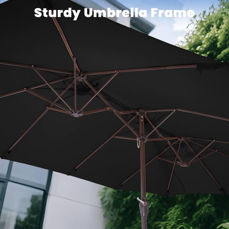 15ft Steel Navy No Tilt Market Patio Umbrella without Base