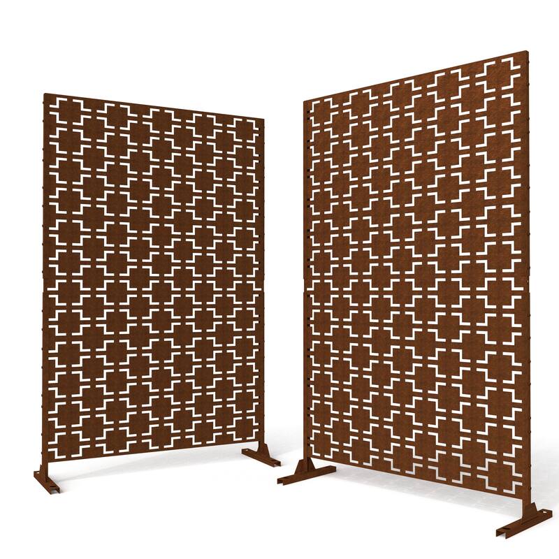 Free Standing Metal Privacy Screen Panel Decorative Outdoor Privacy Screen - 72"H x 47"W
