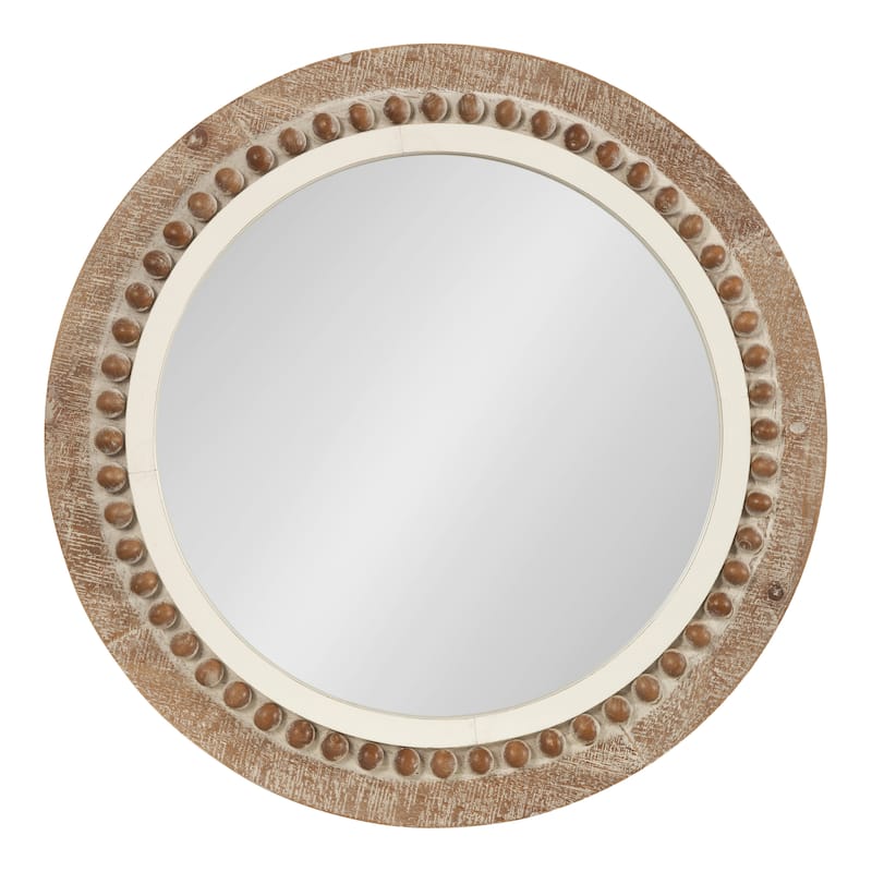 Kate and Laurel Maddigan Wood Framed Wall Mirror - 28" Diameter