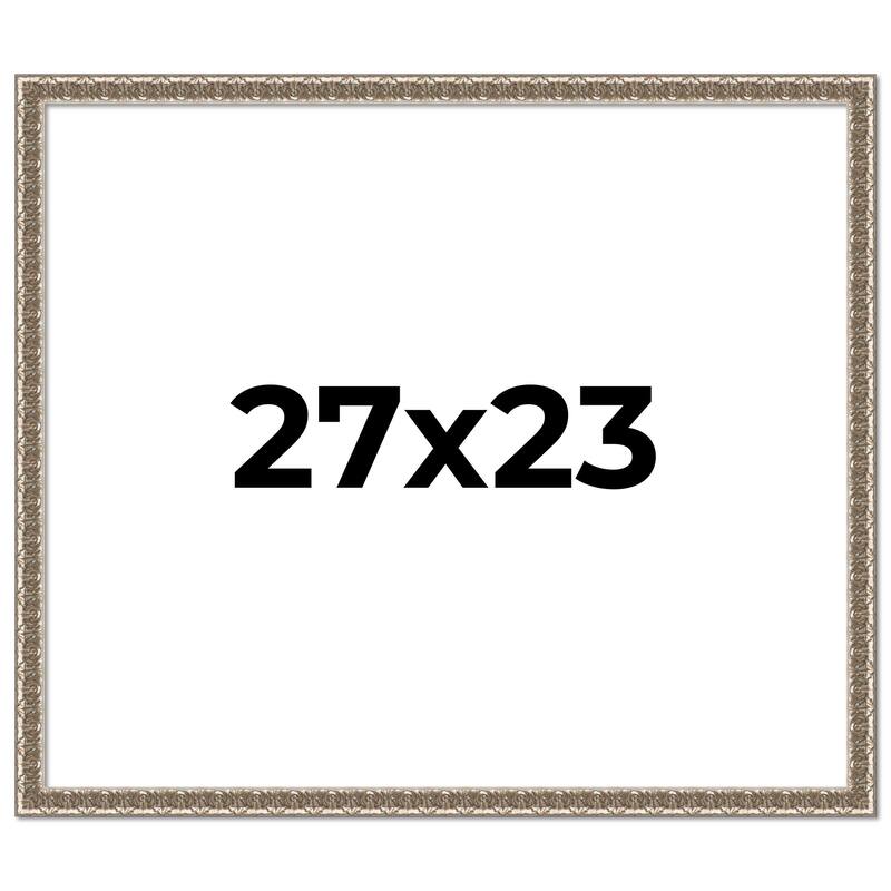 27x23 Frame Silver Versailles Ornate Solid Wood Picture Frame | 1 Inch