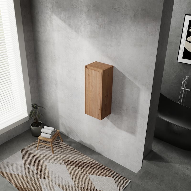 GDFStudio - Blair 12" Floating Bathroom Side Cabinet with Soft Close Doors, Modern Wall-Mounted Storage