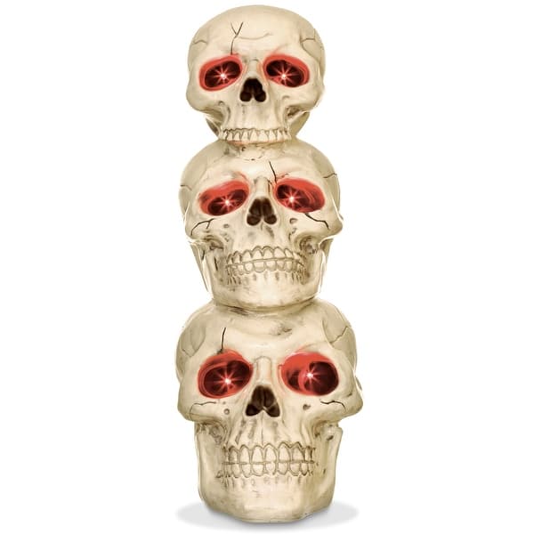 slide 2 of 6, Stacked Skulls with LED Eyes and Sound 275in Scary Halloween Decor Multi