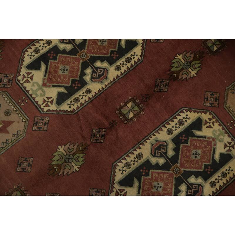 Hand Knotted Oriental 100% Wool Carpet Traditional Geometric Oranges & Rust Balouch Area Rug - 9' 9'' X 6' 7''