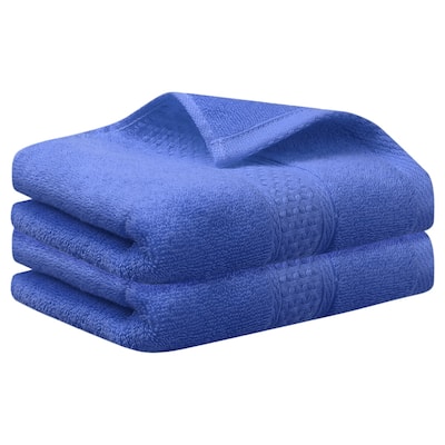 Cotton Hand Towels for Bathroom, 2 Pack Solid Textured Hand Towel Set for Bath, Hand, Face, Gym and Spa 13"x30"