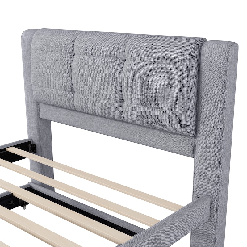 Merax Full Size Upholstery platform bed with Trundle