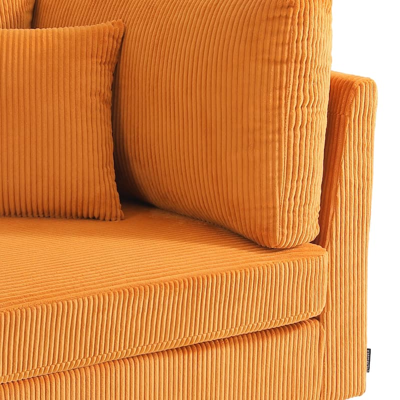 5-Piece Modern Comfy Corduroy Modular Sectional Sofa with Ottoman