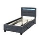 preview thumbnail 6 of 14, Twin Size Upholstered Platform Bed with LED Lighting and Storage Drawers, Modern Design with Lattice Headboard
